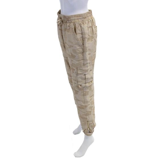 Blanc Noir Womens Camouflage Print Drawstring Cargo Joggers Beige Size M - Picture 2 of 6